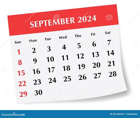 September 2024 Year Calendar 2024 Template Vector Week Start On