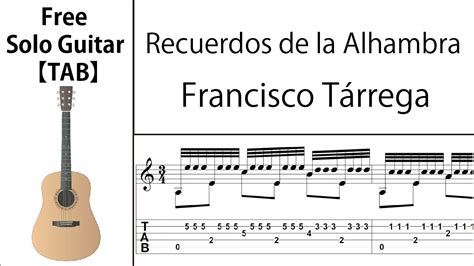 Recuerdos De La Alhambra Francisco T Rrega Fingerstyle Guitarscore