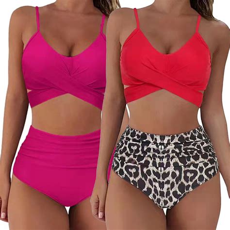 Travelwant Women High Waisted Swimsuit Piece Bikini Set High Rise Tummy Control Full Coverage