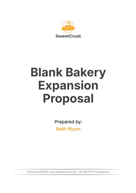 Free Blank Bakery Expansion Proposal Template to Edit Online