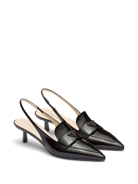 Prada Patent Leather Slingback Pumps Black Farfetch