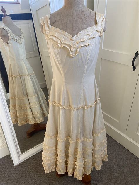 Gorgeous Edwardian Lingerie Dress With Lavish Frills And Flounces On The Skirt Boned Bodice
