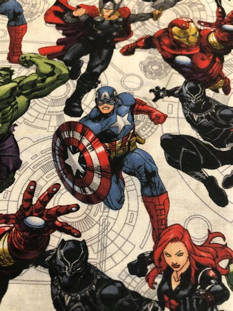 Marvel Super Hero Cotton Fabric Avengers Unite Character Fabric