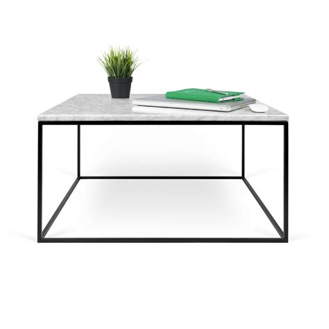 Mesa auxiliar de diseño mármol blanco y metal negro 2