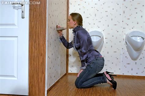 Lovely Babe On High Heels Sucks A Dildo Through A Glory Hole And Gets Bukkaked Porn Pictures