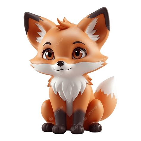 3d Anime Illustration Of A Cute Little Fox Sitting Cute Fox Sitting