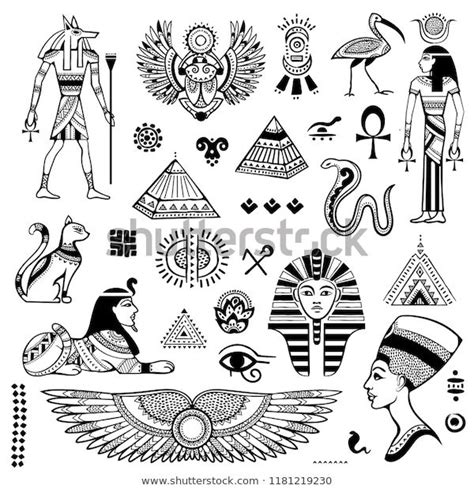 Egyptian Symbols And Designs In Black And White