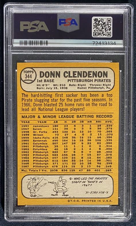 Topps Donn Clendenon Psa Nmmt Ebay