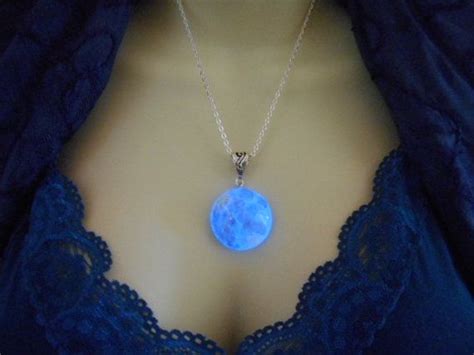 Glow In The Dark Jewelry Blue Moon Glow In The Dark Necklace Etsy