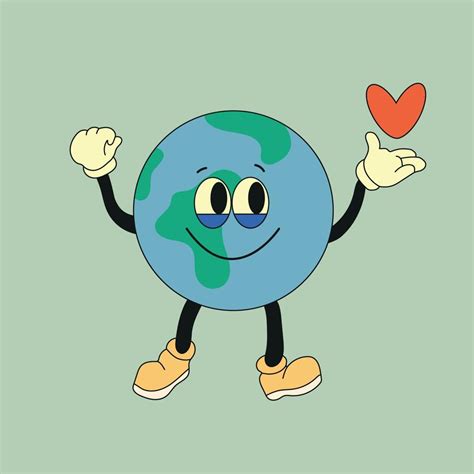 fofa planeta terra personagem. fofa terra globo com emoções, face ...