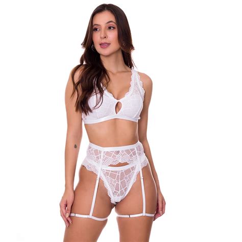 Conjunto De Lingerie Cinta Liga Sexy Em Renda Luxo Estilo Sedutor VC5035 Shopee Brasil