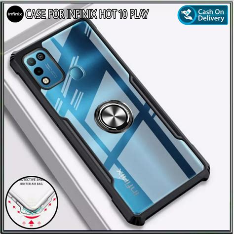Jual Case Infinix Hot 10 PLAY Hard Soft Fusion Armor Shockprooft TPU HD Trasnparan Acrylic