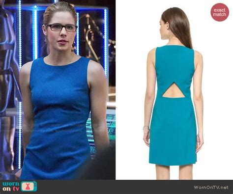 Wornontv Felicitys Blue Dress With Back Cutout On Arrow Emily Bett