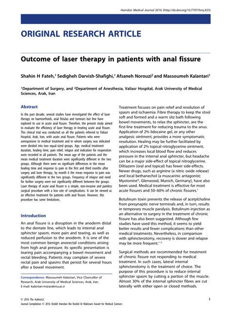 PDF Outcome Of Laser Therapy In Patients With Anal Fissure