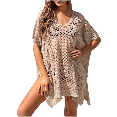 Hbyjlzyg Beach Cover Ups For Women Lece Crochet Bathing Suit Cover Ups For Beach Bikini Hollow