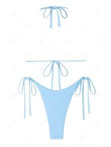 ZAFUL Women S Sexy Rosette 3D Floral Halter Triangle Tie Side String Bikini Set Two Piece