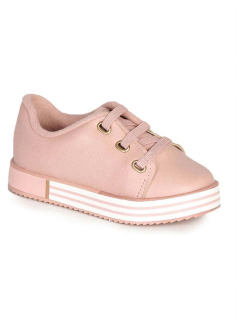 Tênis Infantil Molekinha Elástico Listra Nude Passarela