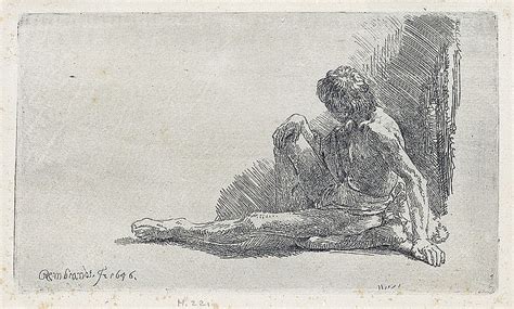 Lot REMBRANDT VAN RIJN Nude Man Seated On The Ground With One Leg Extended