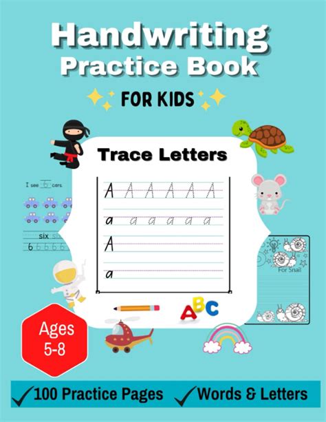 handwriting practice book  kids learn   trace letters