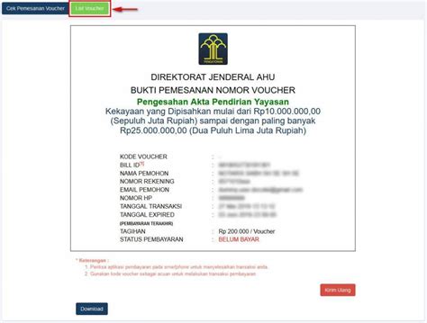 Buktipesannovoucherpendirianyayasan Ahu Online