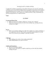 Writing Worksheet Docx Knowing Yourself As A Reader And Writer