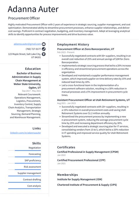 Top Procurement Officer Resume Objective Examples