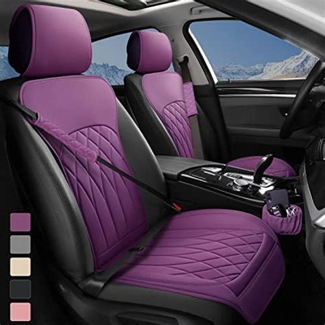 Seemehappy Fuzzy Velvet Pink Car Seat Covers Front And Rear Seat Covers Full Set