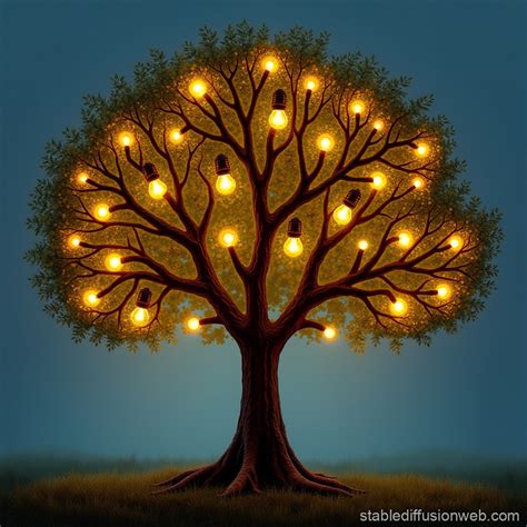 Tree of Light Bulb Leaves | Stable Diffusion Online