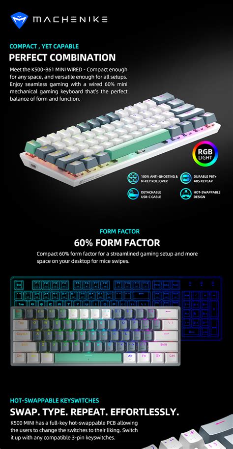 Machenike K Series Mechanical Keyboard Keys Hot Swappable RGB Backlit Shopee
