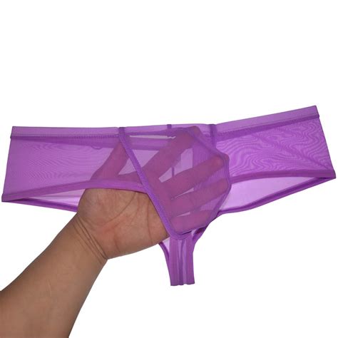 Mens Sheer Mesh Bikini Briefs Big Pouch Boxershorts Underwear Slip Trunks Thong EBay