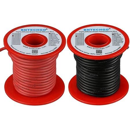 Bntechgo Gauge Silicone Wire Spool Red And Black Each Ft Flexible