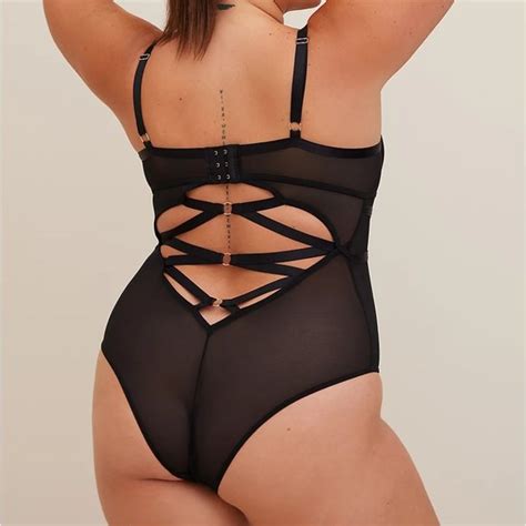 Torrid Intimates Sleepwear Nwt Torrid Bodysuit Black Lace Satin Bodysuit Lingerie Plus