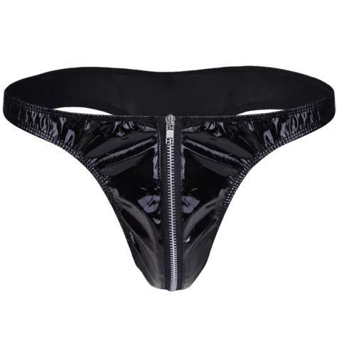 De Herren Sexy Bikini Slip Lackleder String Tanga Unterw Sche Mit Rei Verschluss Eur
