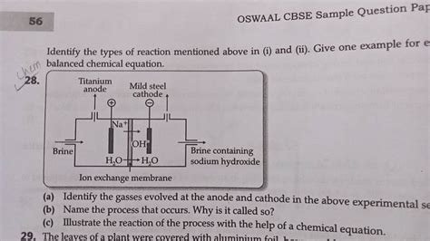 56 Oswaal Cbse Sample Question Pap Identify The Types Of Reaction Mention