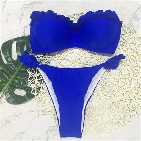Maillot De Bain Bandeau Bikini Maillot De Bain Push Up Maillot De Bain Pour Femme Femmes Deux