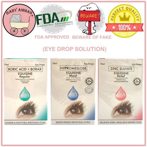 Hypromellose Zink Sulfate Boric Acid Borax Equisine Eye Drop 3 Choices