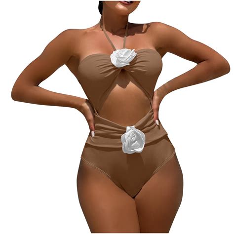 Buigttklop Swimsuits For Women Plus Size Fashionable Women S Solid Color Sexy Bikini