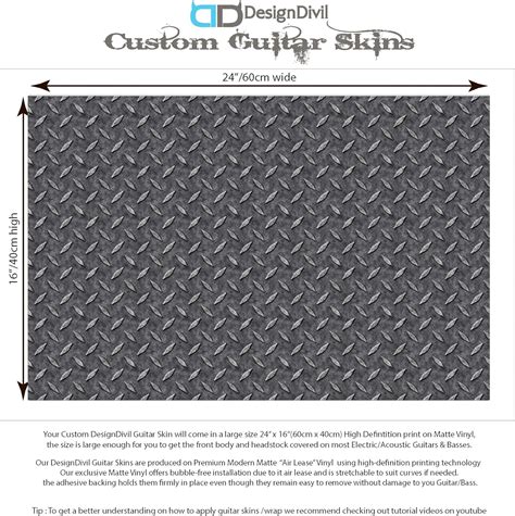 Custom Guitar Skin Wrap Laminated Vinyl Air Lease Decal Diamond Plate