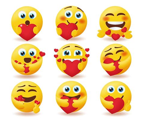 Emoticon in love emojis vector set. Valentine emoticons character with ...