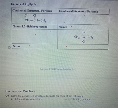 Solved Isomers Of C3H6Cl2 Condensed Structural Formula Chegg