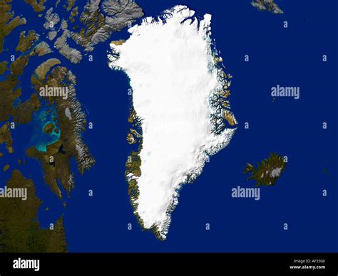 Satellite Image Of Greenland Stock Photo Alamy