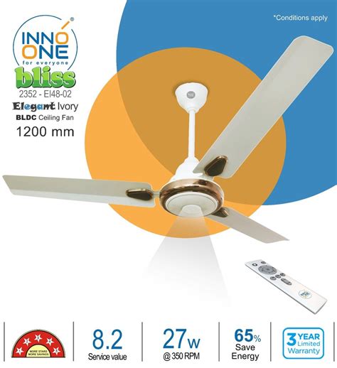 Blades Inno One Bliss Bldc Ceiling Fan Ivory R Mm Rpm At