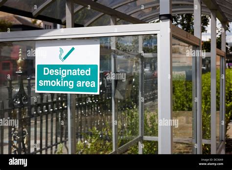 Designated Smoking Area Shelter Outside An Office Building In The Uk