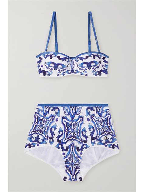 Dolce Gabbana Majolica Print Balconette Bikini In White ModeSens