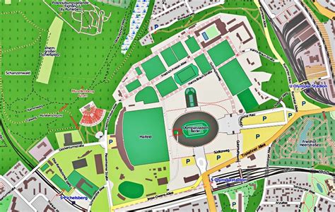 Olympic Stadium Berlin Seating Map with Seat Numbers and Rows, Parking Map