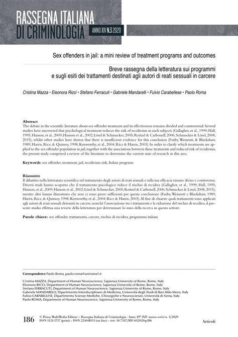 Pdf Sex Offenders In Jail A Mini Review Of Treatment Programs And Outcomes