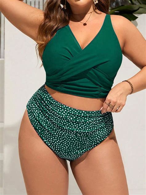 Swim Lushoire Summer Beach Plus Size Women S Cross Design Bikini Top