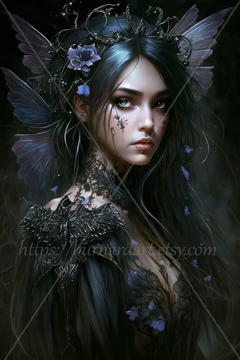 Dark Fairy Digital Download Gothic Fantasy Ai Art Print Printable Image