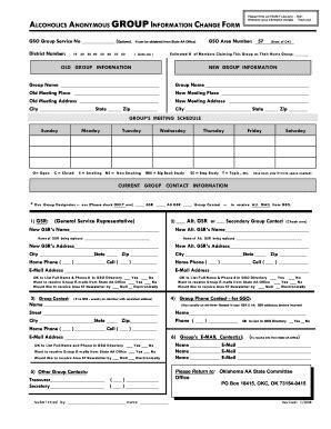 Fillable Online Alcoholics Anonymous Group Information Change Form AA