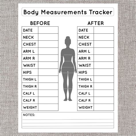 Measurement Tracker Printable Elevate Your Style With Exquisite